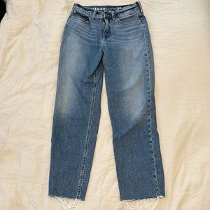 J. Crew Classic Straight Jeans, Raw Hem, Medium Wash, 25